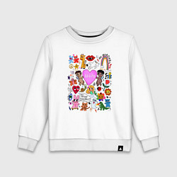 Свитшот хлопковый детский Y2K hope heart - cartoon pop art childrens drawing, цвет: белый