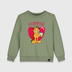 Свитшот хлопковый детский Coffee is love Гарфилд, цвет: авокадо