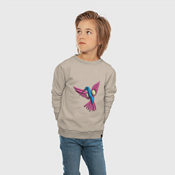 Свитшот хлопковый детский Колибри тропическая, цвет: миндальный — фото 2