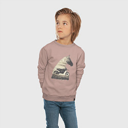 Свитшот хлопковый детский Мотокросс и Лошади, Силуэт Лошади, цвет: пыльно-розовый — фото 2