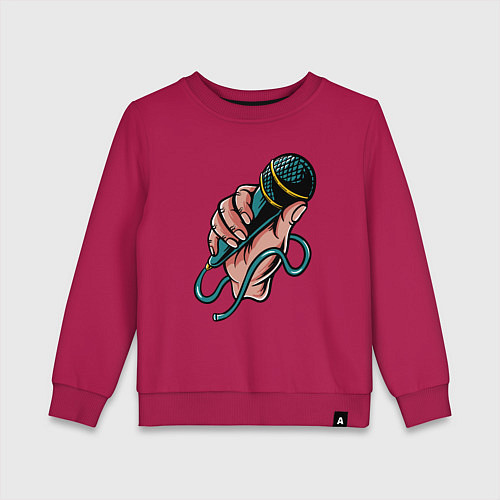 Детский свитшот Микрофон в руке / Маджента – фото 1