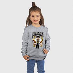 Свитшот хлопковый детский Стив из Майнкрафт с золотыми пистолетами, цвет: меланж — фото 2