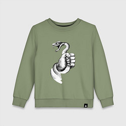 Свитшот хлопковый детский Пойманная змея, цвет: авокадо