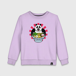 Свитшот хлопковый детский Рамен и панда, цвет: лаванда
