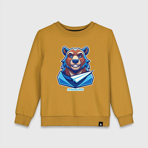 Детский свитшот Медведь FREEDUROV / Горчичный – фото 1