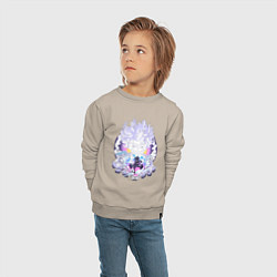 Свитшот хлопковый детский Ван-Пис Луффи йонко, цвет: миндальный — фото 2