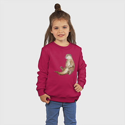Свитшот хлопковый детский Выдра сидит, цвет: маджента — фото 2