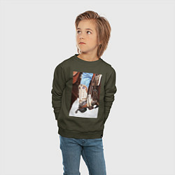 Свитшот хлопковый детский Western style, цвет: хаки — фото 2