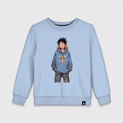 Свитшот хлопковый детский Ван-Пис Луффи Монки, цвет: мягкое небо