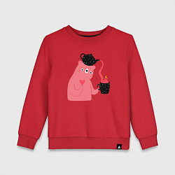 Свитшот хлопковый детский Мишкин чай, цвет: красный
