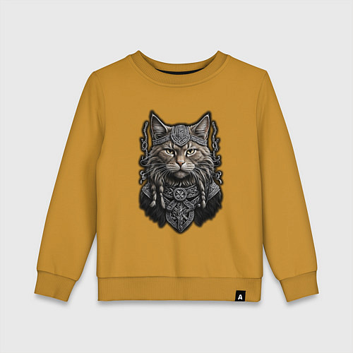 Детский свитшот Кот викинг / Горчичный – фото 1