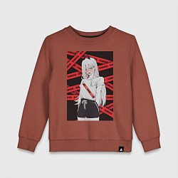 Детский свитшот Человек-бензопила Пауэр стесняется