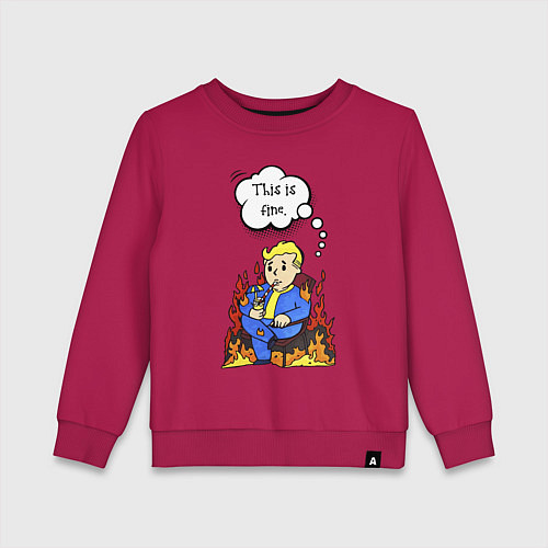 Детский свитшот Vault boy in the fire / Маджента – фото 1