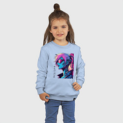 Свитшот хлопковый детский Cyber girl - pop art fantasy, цвет: мягкое небо — фото 2