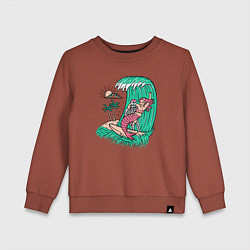 Свитшот хлопковый детский Серфер и русалка, цвет: кирпичный