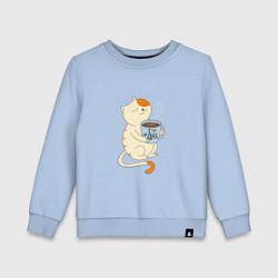 Свитшот хлопковый детский Кошачье чаепитие, цвет: мягкое небо
