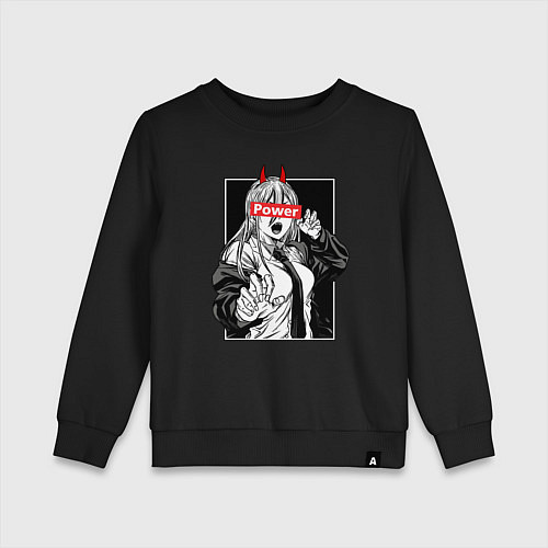 Детский свитшот Пауэр - манга Человек-бензопила / Черный – фото 1