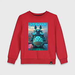 Свитшот хлопковый детский Cyber Totoro - neon glow fantasy, цвет: красный