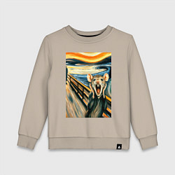 Свитшот хлопковый детский Мышка кричит на картине Эдварда Мунка - мем искусс, цвет: миндальный