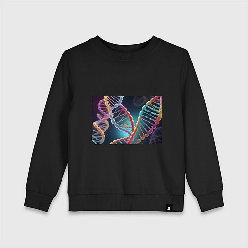 Детский свитшот Разноцветный ДНК / Черный – фото 1
