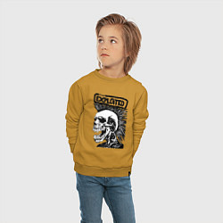 Свитшот хлопковый детский The exploited skull, цвет: горчичный — фото 2