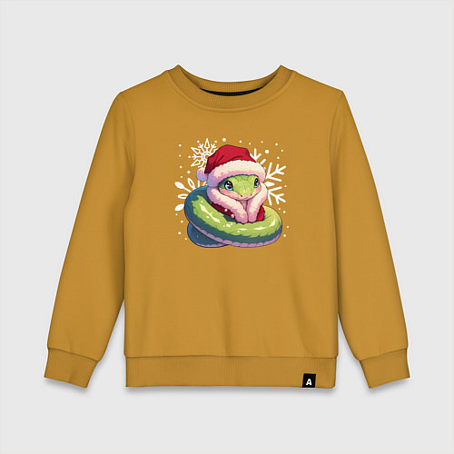Детский свитшот Маленькая зелёная змейка / Горчичный – фото 1