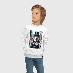 Свитшот хлопковый детский Стимпанк волк, цвет: белый — фото 2