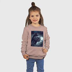 Свитшот хлопковый детский Cyber black cat - ai art fantasy, цвет: пыльно-розовый — фото 2