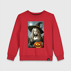 Детский свитшот Ведьма держит тыкву - хэллоуин