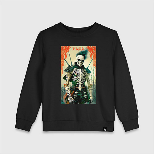 Детский свитшот Готический скелет - хэллоуин / Черный – фото 1