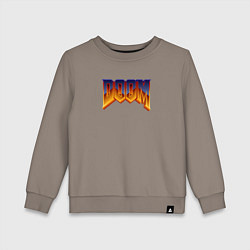 Свитшот хлопковый детский Doom logotype, цвет: утренний латте