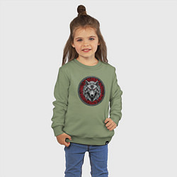 Свитшот хлопковый детский Скандинавский волк, цвет: авокадо — фото 2