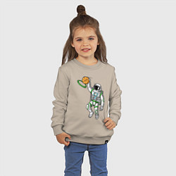 Свитшот хлопковый детский Космический баскет, цвет: миндальный — фото 2