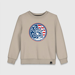 Свитшот хлопковый детский USA flag New York, цвет: миндальный
