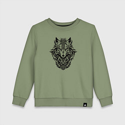 Свитшот хлопковый детский Лиса в стиле тату, цвет: авокадо
