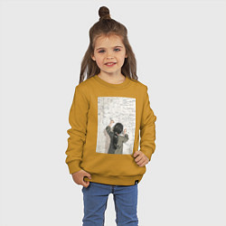 Свитшот хлопковый детский Девушка считает, цвет: горчичный — фото 2