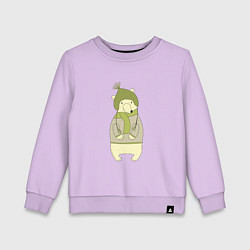 Свитшот хлопковый детский Медведь в свитере, цвет: лаванда