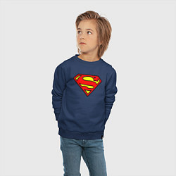 Свитшот хлопковый детский Superman logo, цвет: тёмно-синий — фото 2