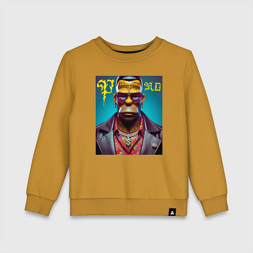 Детский свитшот Homer Simpson - punk is not dead / Горчичный – фото 1