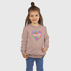 Свитшот хлопковый детский Love flowers, цвет: пыльно-розовый — фото 2