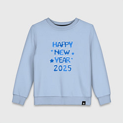 Свитшот хлопковый детский С новым годом снежная надпись, цвет: мягкое небо