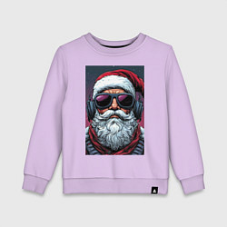 Свитшот хлопковый детский Санта Клаус в очках, цвет: лаванда