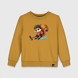 Свитшот хлопковый детский Squirrel cub is the forward of the New Jersey devi, цвет: горчичный
