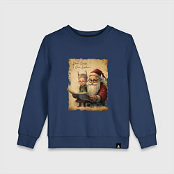 Свитшот хлопковый детский Санта и Эльф, цвет: тёмно-синий