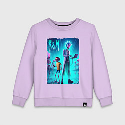 Свитшот хлопковый детский Rick and Morty - neon glow, цвет: лаванда