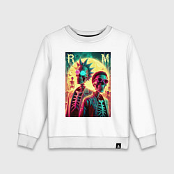Свитшот хлопковый детский Rick and Morty cool skeletons, цвет: белый