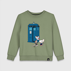 Детский свитшот Пинки и Брейн возле тардиса