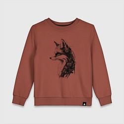 Свитшот хлопковый детский Лис-андроид, цвет: кирпичный