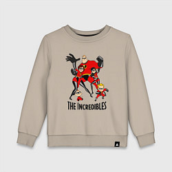 Свитшот хлопковый детский Суперсемейка персонажи, цвет: миндальный