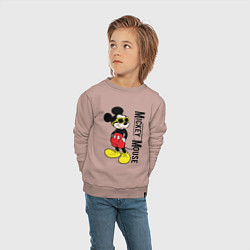 Свитшот хлопковый детский Микки Маус и надпись, цвет: пыльно-розовый — фото 2